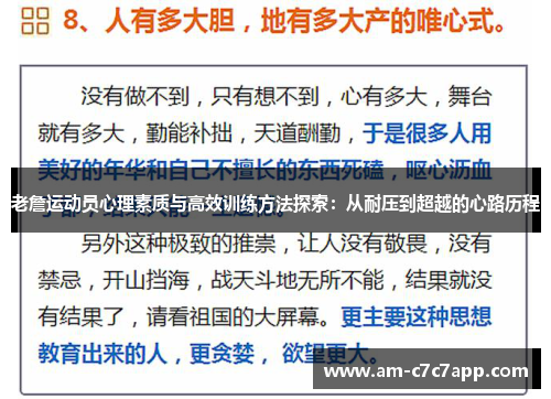 老詹运动员心理素质与高效训练方法探索：从耐压到超越的心路历程